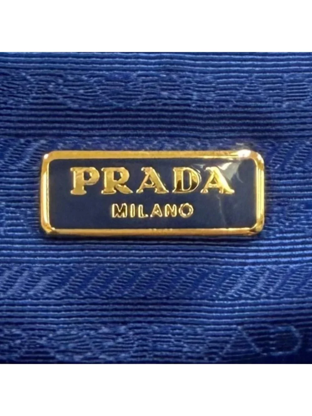 Prada Royal Leather Triangle Logo Tessuto Drawstring Pouch Gold